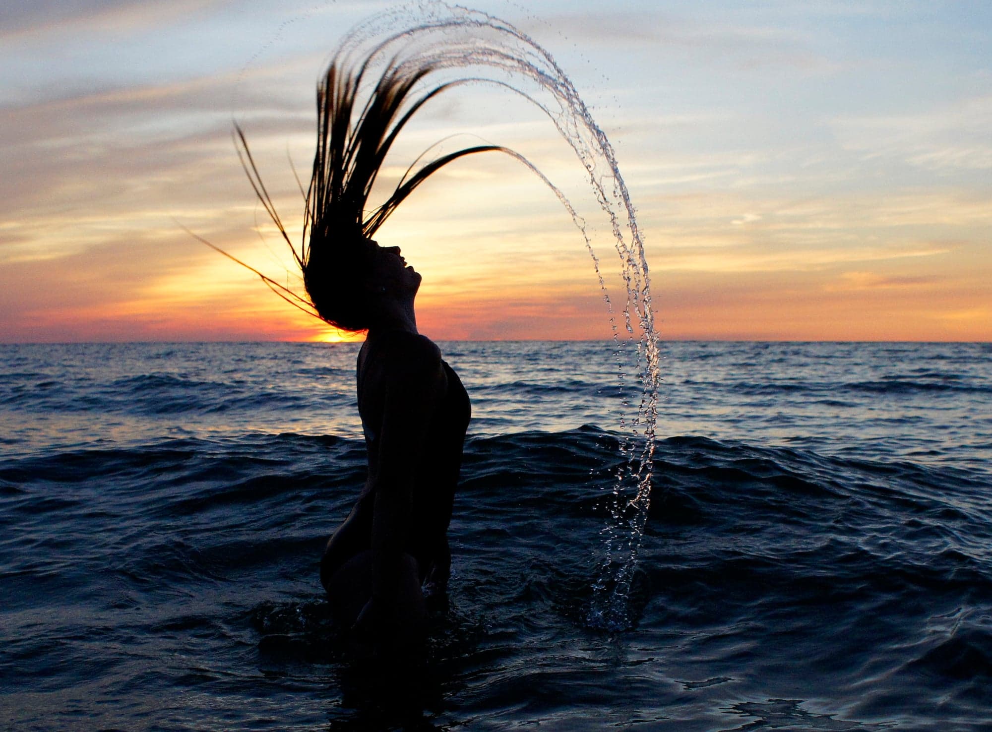 Hair Flip, Sunset Sea