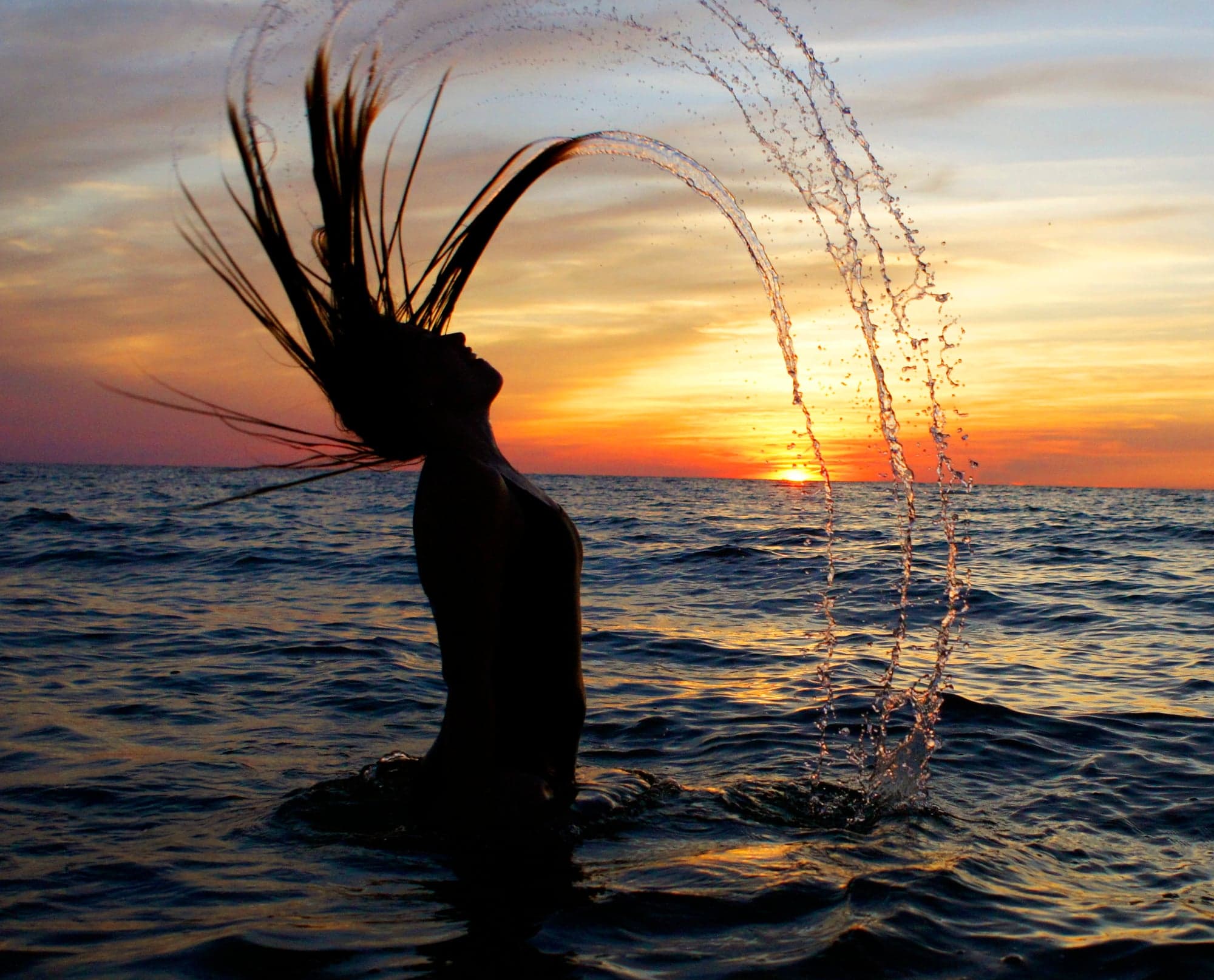 Hair Flip, Sunset Sea