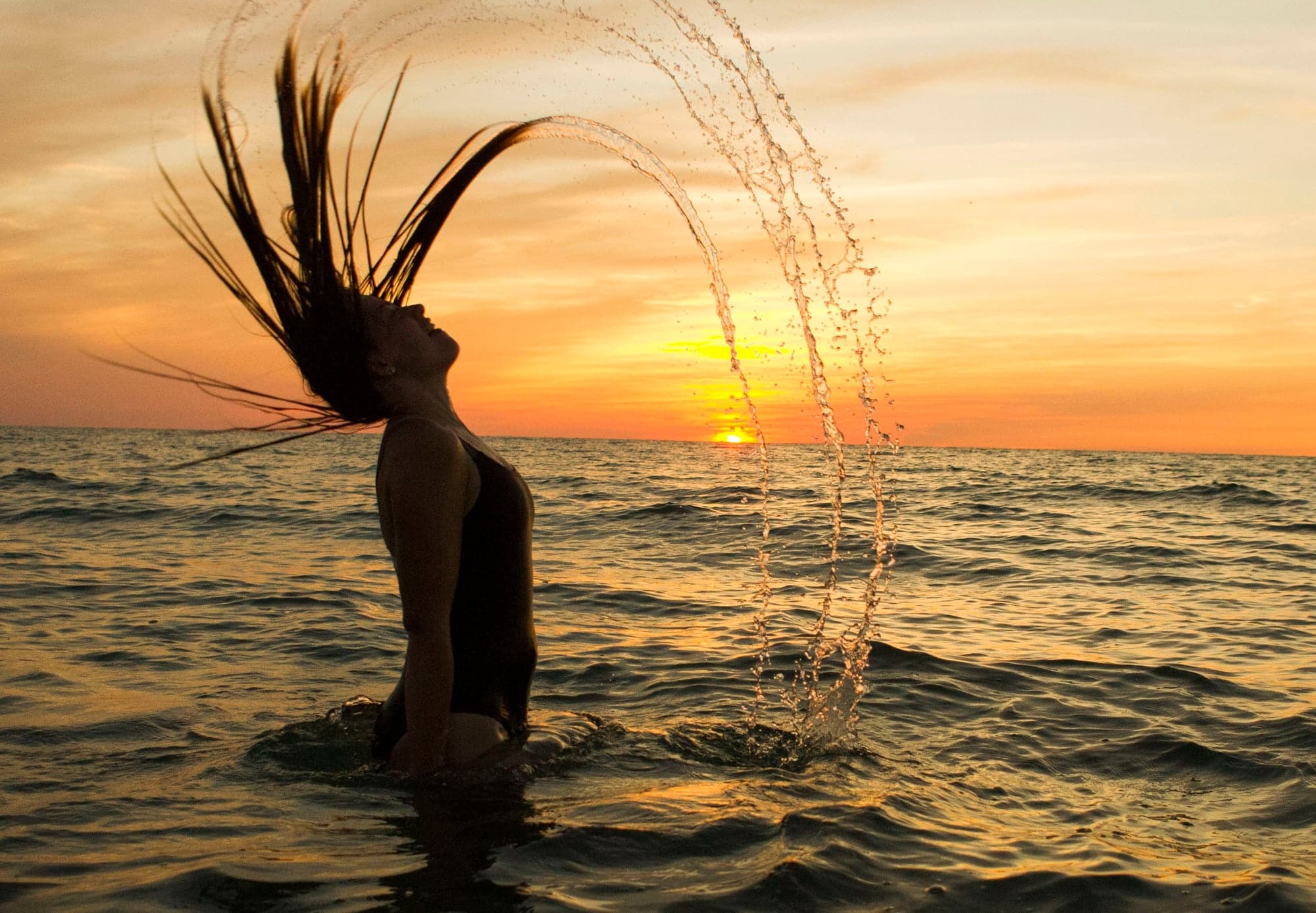 Hair Toss, Sunset Sea