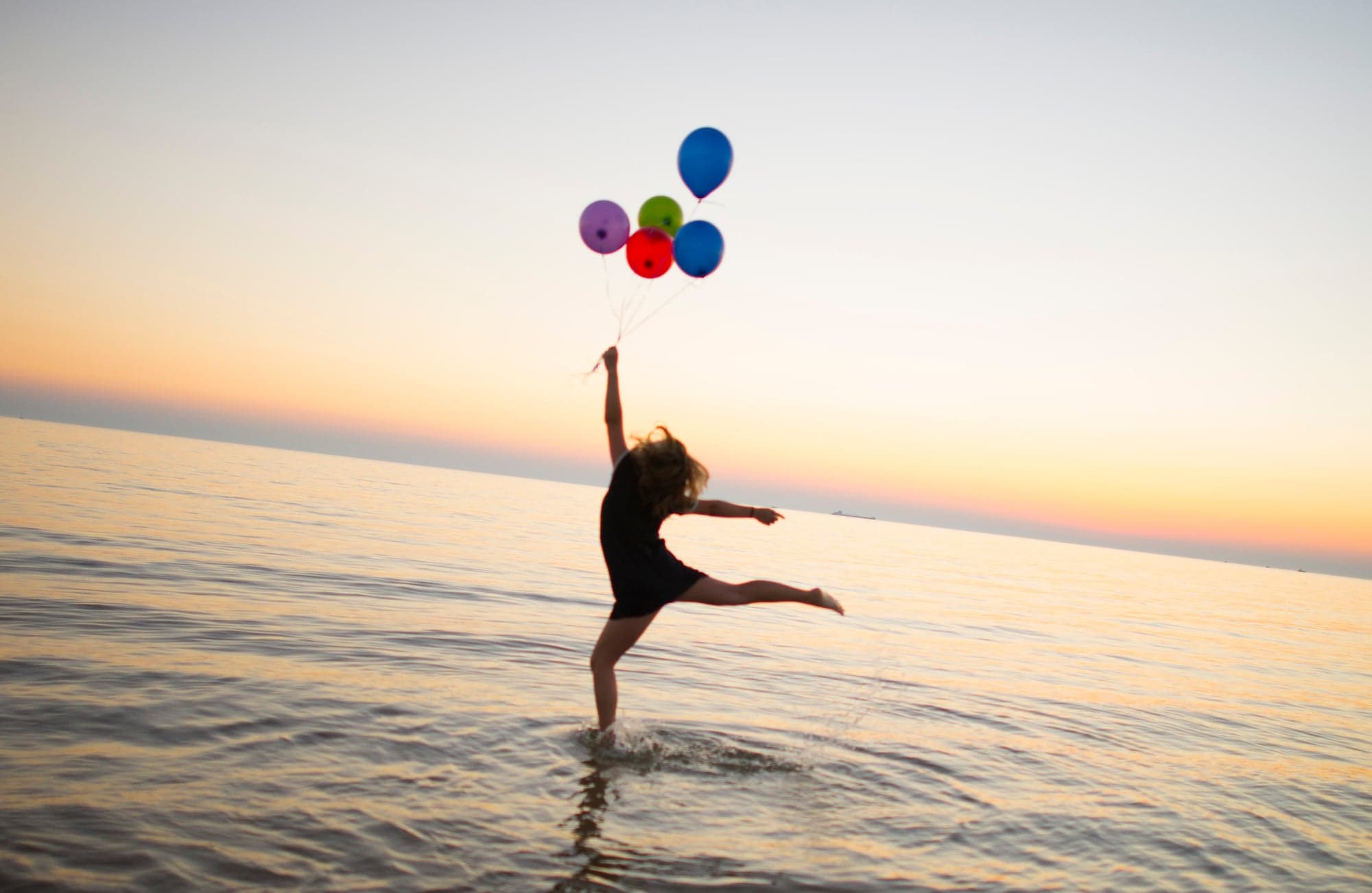 Leap, Balloons at Sunset