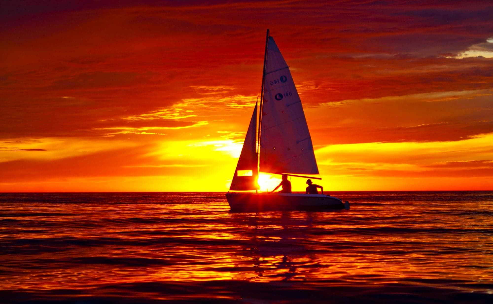Sailboat, Burning Sunset